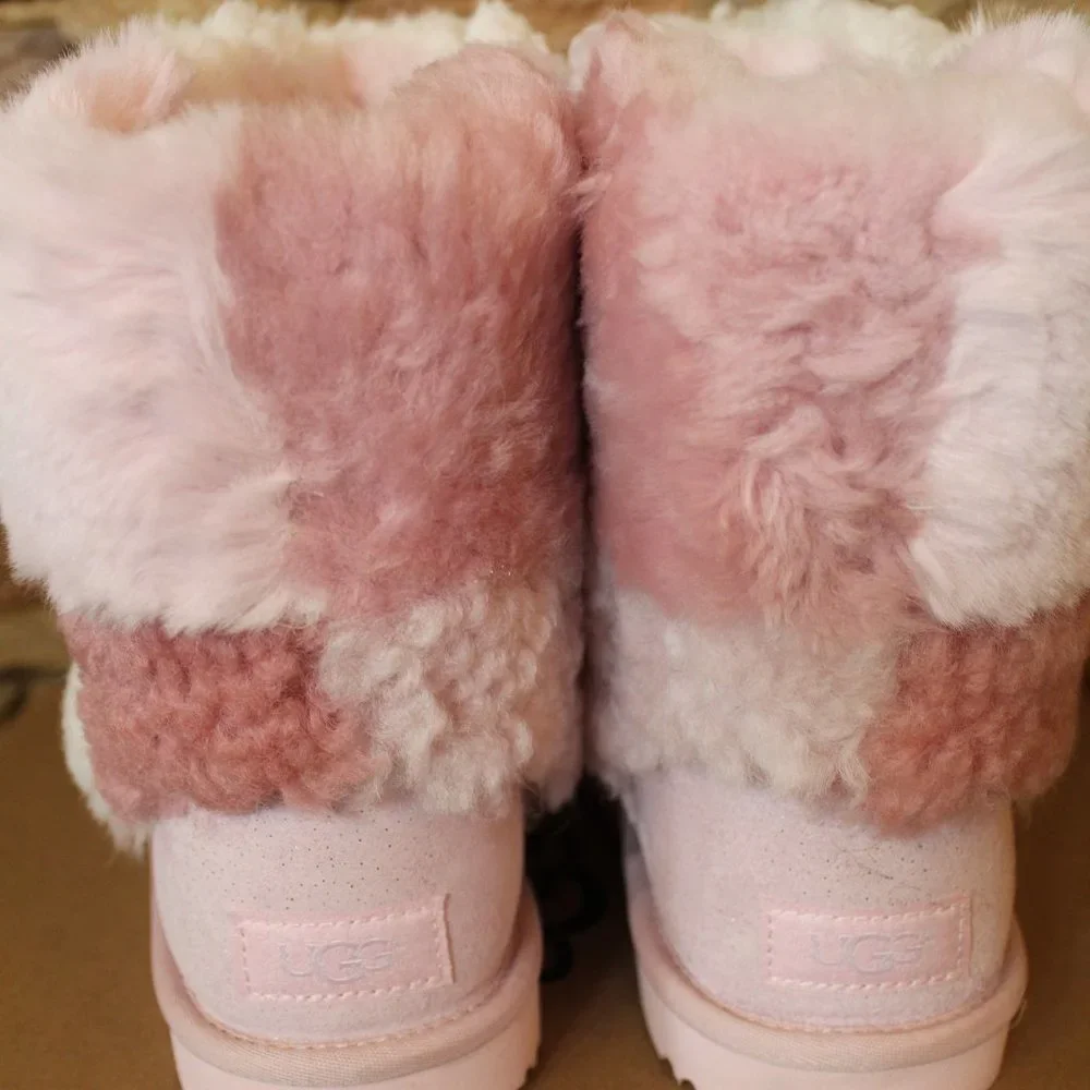 UGG NEW GIRL'S TODDLER PATCHWORK FLUFF BOOTS‎ PINK 7